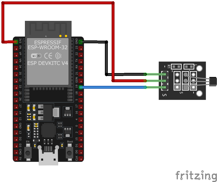 KY-035 Analog Hall Magnetic Sensor Module wiring with ESP32