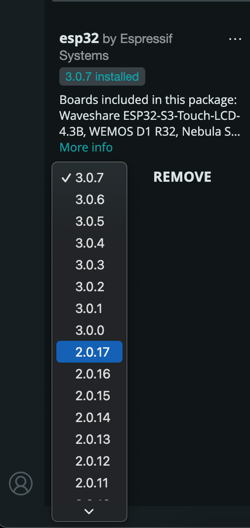 Arduino IDE Changing ESP32 Boards Version