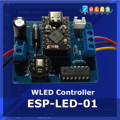 Build your own ESP-LED-01 WLED controller with an ESP32-S3 SuperMini. Features sound reactivity, auto brightness via light sensor, and clean 5V LED control.