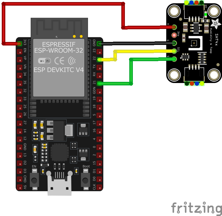 SHT41 / SHT41-D / GY-SHT41-D Temperature and Humidity Sensor wiring with ESP32