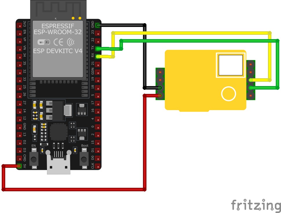 MH-Z19 NDIR CO₂ Sensor wiring with ESP32