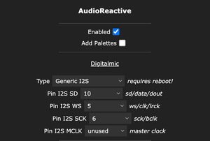 WLED Audio Reactive Settings for ESP-LED-02 Controller