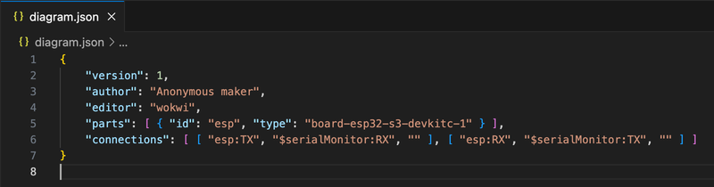 Wokwi Diagram JSON File in VS Code