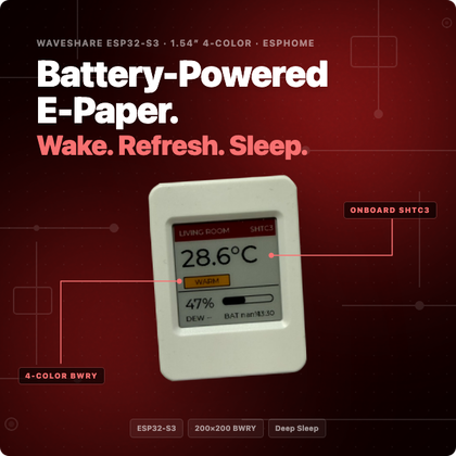 Battery-powered e-paper climate display with ESPHome
