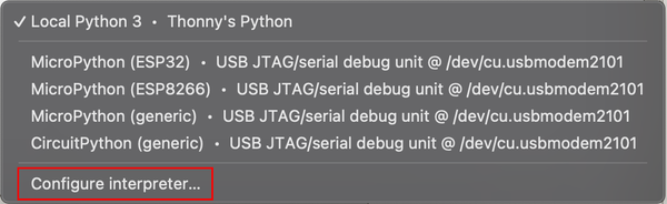 Thonny IDE Configure Interpreter Select