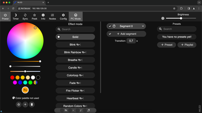 WLED Dashboard in Browser