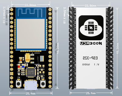 NodeMCU-32S dimensions - height, width