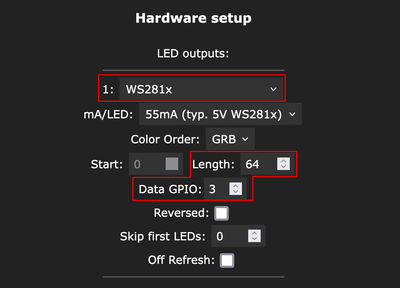 WLED Led Configration
