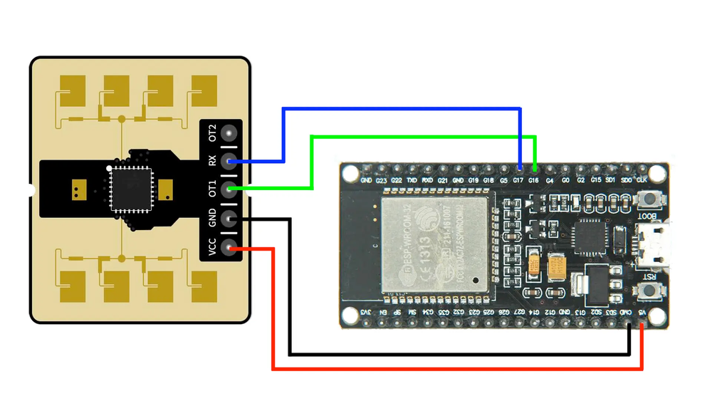 Ai-Thinker RD-01 24GHz mmWave Radar Sensor wiring with ESP32