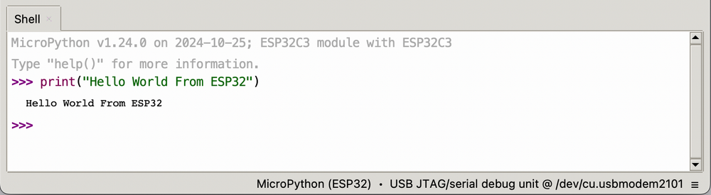 ESP32 with Micropython connected to Thonny Shell