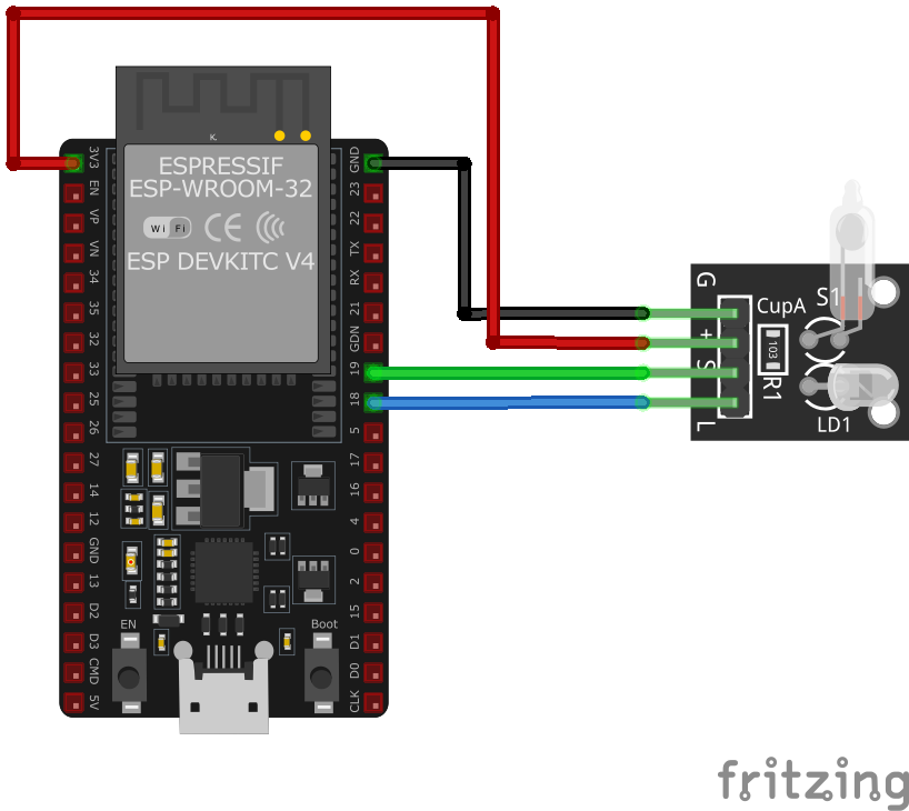 KY-027 Magic Light Cup Module wiring with ESP32