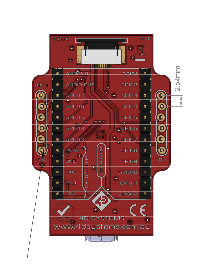 4D Systems gen4 IoD Range pinout diagram