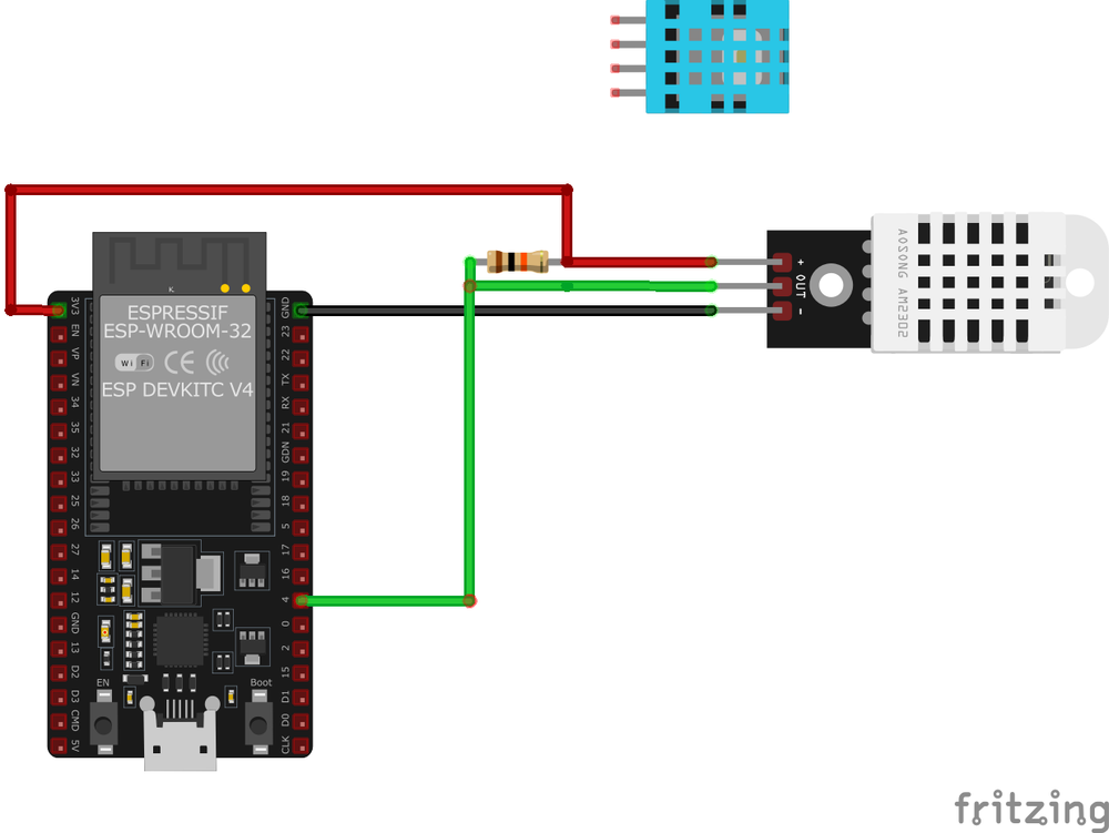 DHT22 / AM2302 Temperature and Humidity Sensor wiring with ESP32