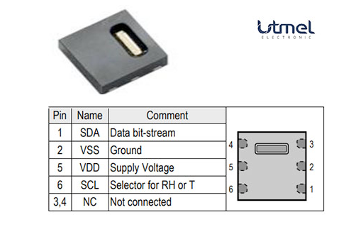 SHT21 / HTU21 / GY-21 / SI7021 Temperature and Humidity Sensor pinout