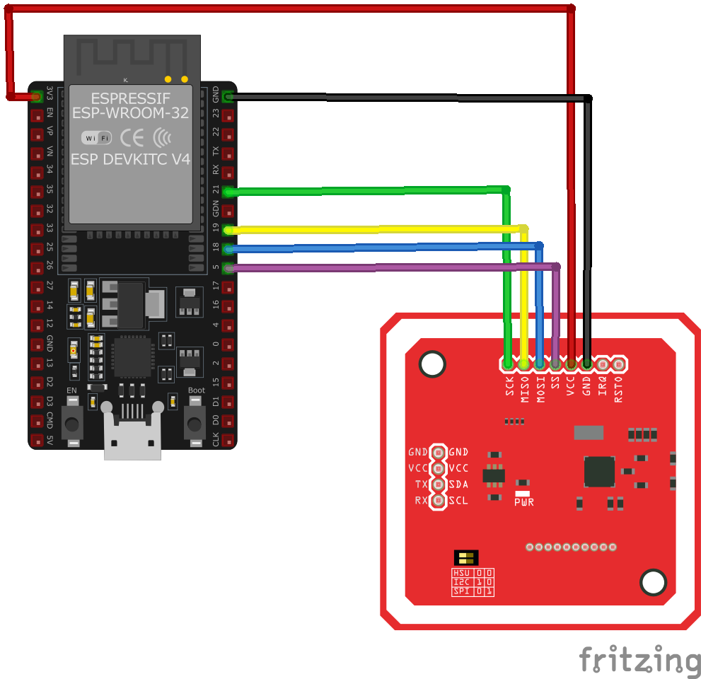 PN532 NFC Module wiring with ESP32