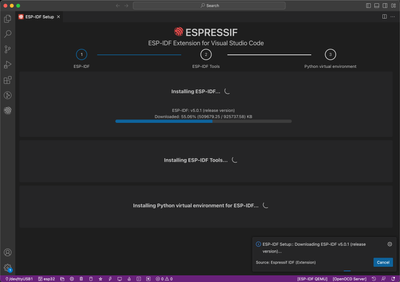 ESP-IDF extension configuration progress