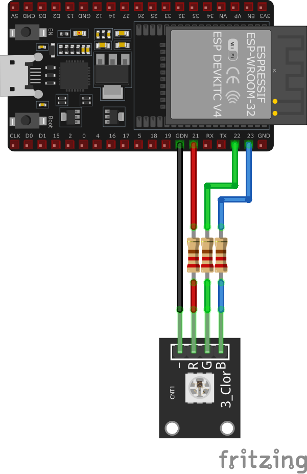 KY-009 RGB Full Color LED SMD Module wiring with ESP32