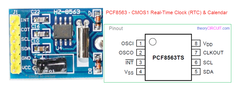 PCF8563 Real-Time Clock (RTC) pinout