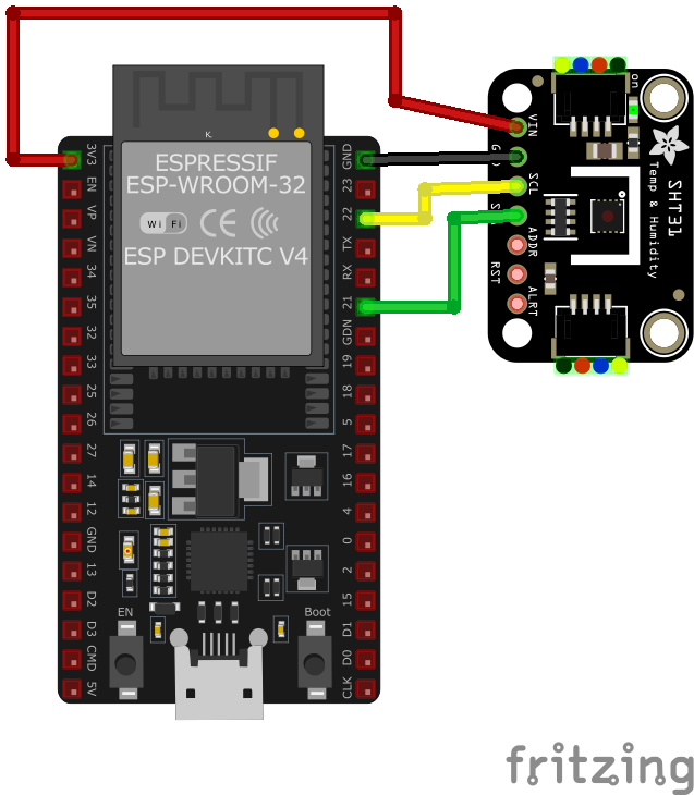 SHT31 / SHT31-D / GY-SHT31 / SI7021 Temperature and Humidity Sensor wiring with ESP32