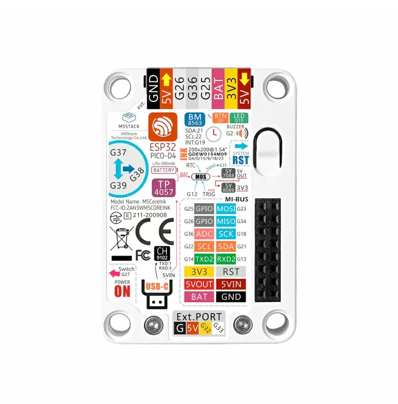 M5Stack-Core-ESP32 Pinout, Specs & Features
