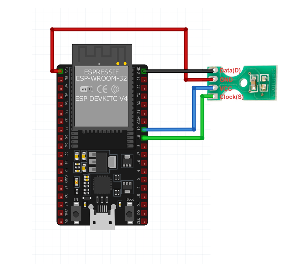 SHT11 Temperature and Humidity Sensor wiring with ESP32