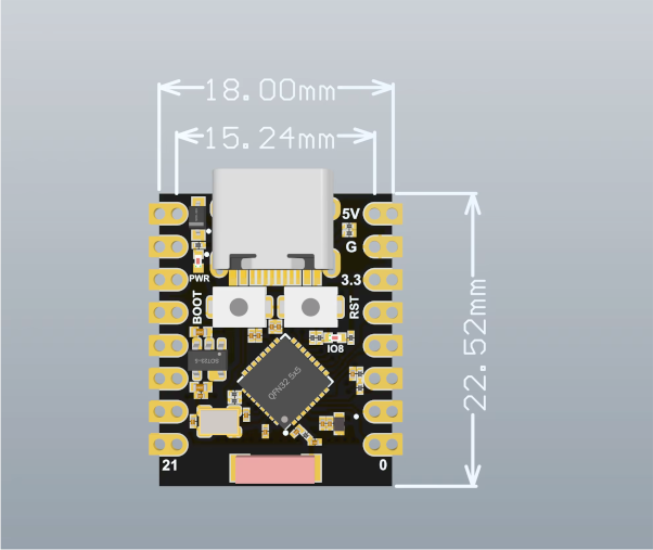 Esp32 c3 super mini development board details pinout specs