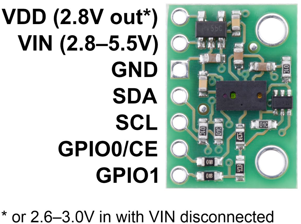 VL6180X Time-of-Flight Sensor pinout