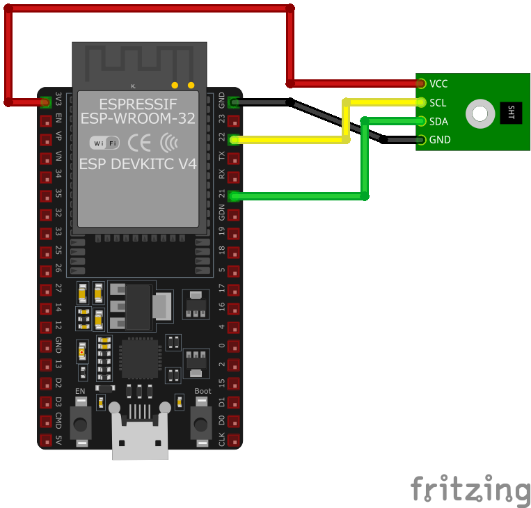 SHT25 Temperature and Humidity Sensor wiring with ESP32