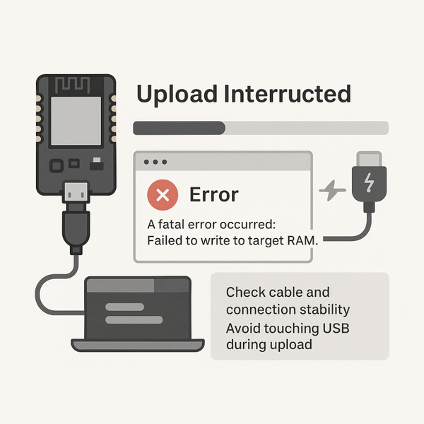 ESP32 Upload Interrupted or Aborted Midway image