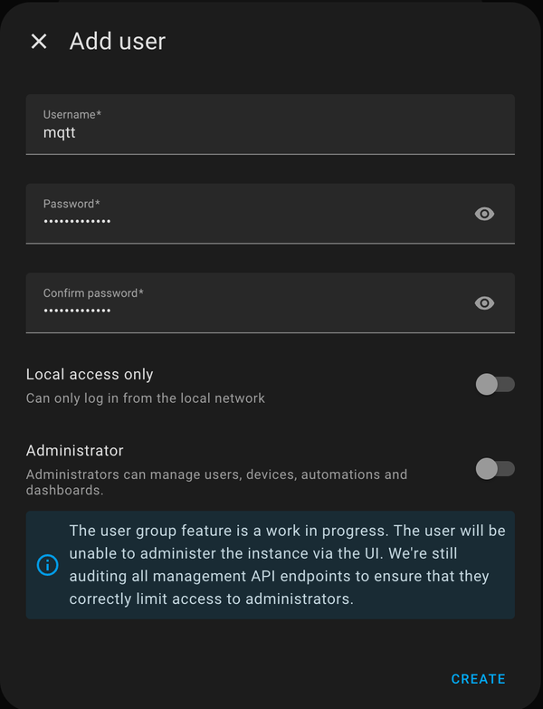 Home Assistant Dashboard Add New User