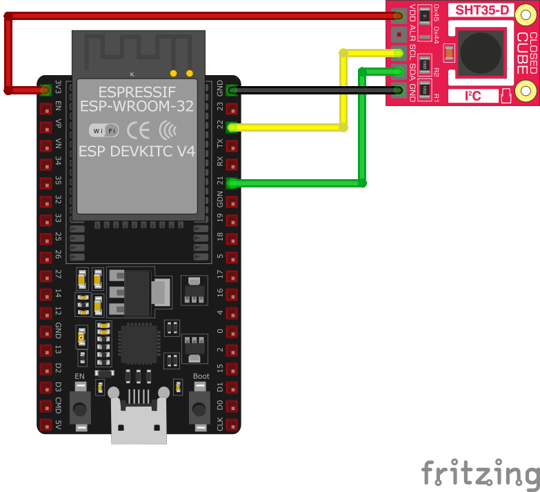 SHT35 Temperature and Humidity Sensor wiring with ESP32