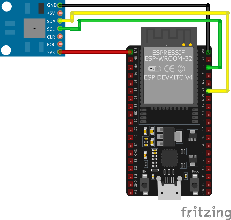 BMP180 Barometric Pressure Sensor wiring with ESP32