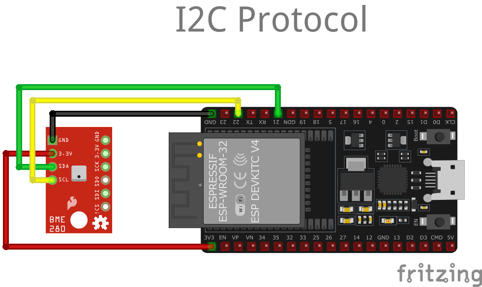 BME280 Temperature and Humidity Sensor wiring with ESP32