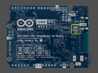 Arduino UNO R4 WiFi RA4M1 USB pads