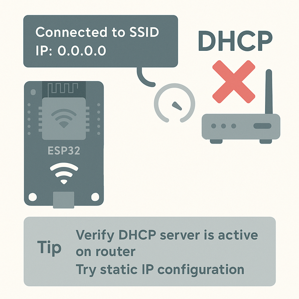 ESP32 Wi-Fi Connects But No IP Assigned image