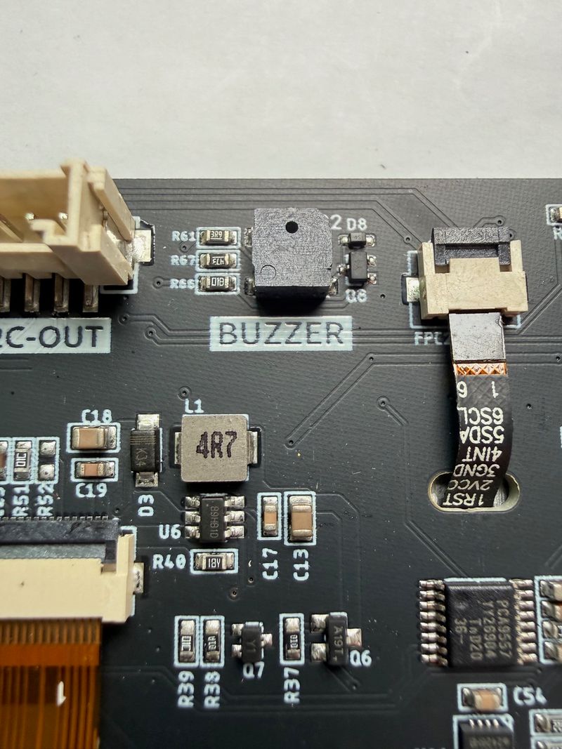 Close-up of the onboard passive buzzer on the CrowPanel Advance 7.0 ESP32-S3