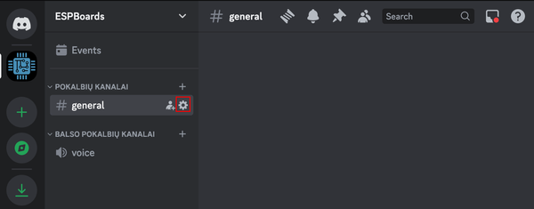 Editar el Engranaje de Configuración del Canal de Discord.
