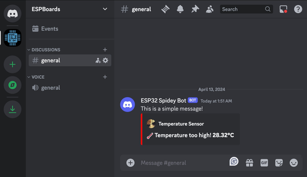 Mensaje de ESP32 a Discord con Texto Simple y Embeds
