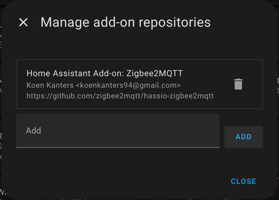 Home Asssitant Manage Add-ons Repositories