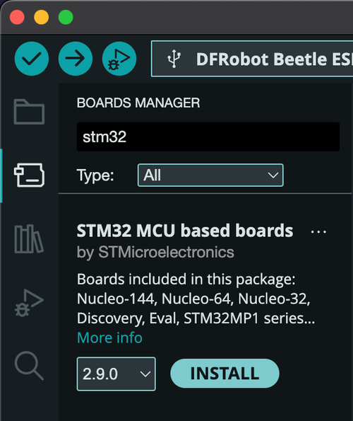 Arduino IDE Install STM32 Boards