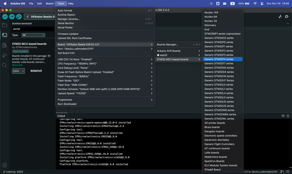 Arduino IDE Select STM32 Board